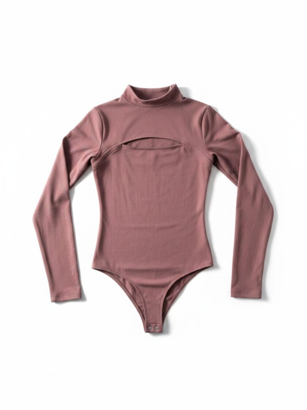 Express Mock Neck Cutout Long Sleeve Bodysuit Mauve Size XS NWT